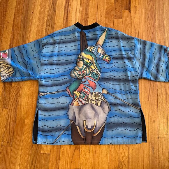 Irene Klar Hand-painted Silk Open Front Silk Kimono - Mythical - One Size - Picture 2 of 5